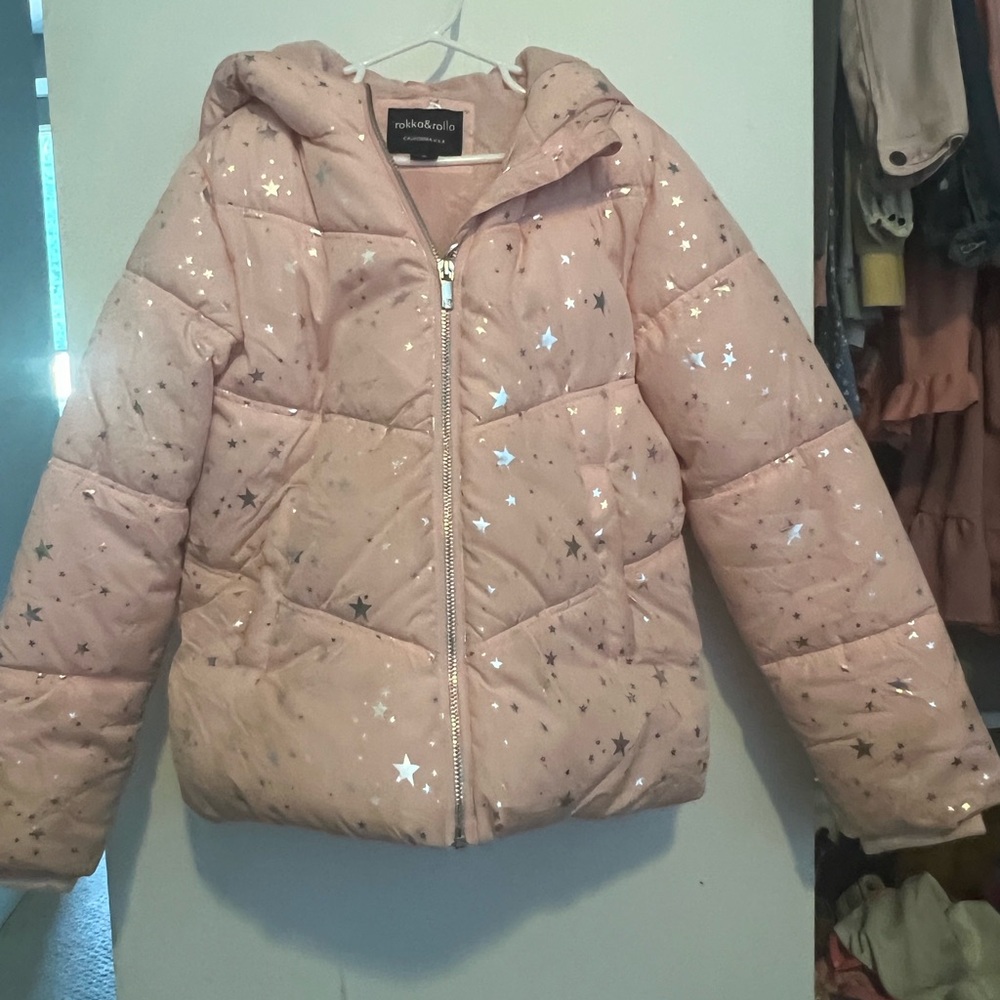 Pink Starry Puffer Jacket for Kids